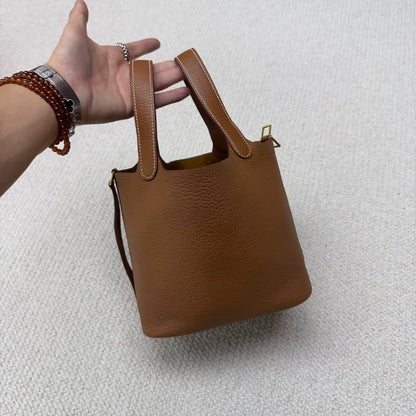 Hermès picotin 18 gold-brown gold leather gold hardware