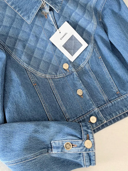Chanel 22B quilted denim jacket