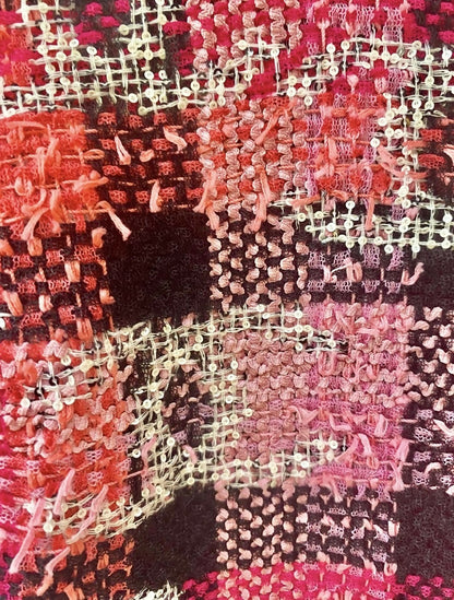 Chanel 22M Coco Beach CC Logo Pink Sequin Fantasy Tweed Blouse Vest FR 36
