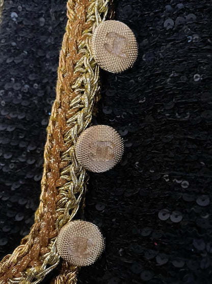 Chanel 22SS black and gold sequined jacket
