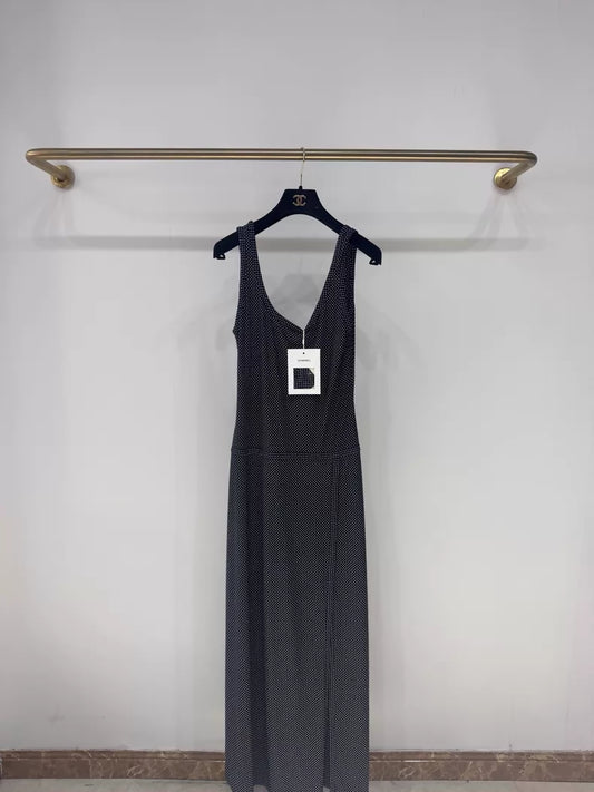 Chanel 24B Black Double C Print Dress