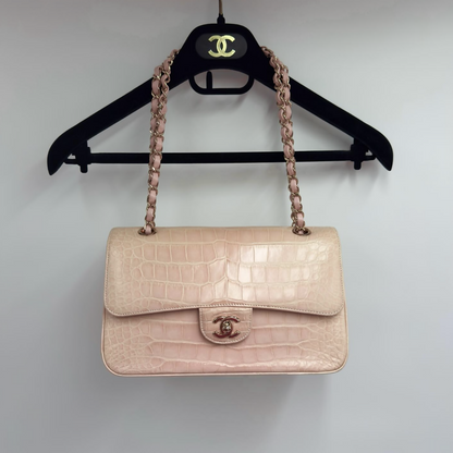 Chanel 2012 Small Classic Flap Bag in Pink Alligator