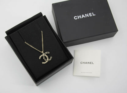Chanel A20S Leather-threaded Metal Black Gold CC Necklace