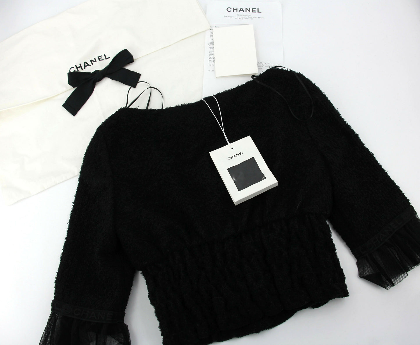 Chanel Fall-Winter 2025/26 Pre-Collection Iridescent Wool Tweed & Cotton Tulle Short Sleeved Top