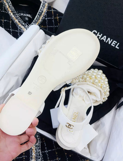 Chanel Pearl sandals size 37C