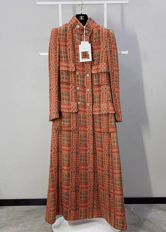 Chanel 21A Red, Orange, Green & Black tweed coat