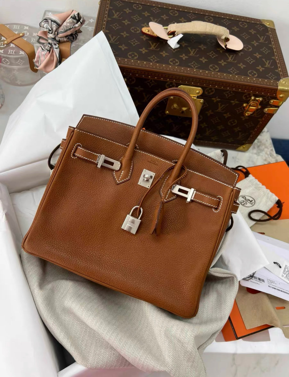 Hermès Birkin 25 Gold Togo Palladium Hardware