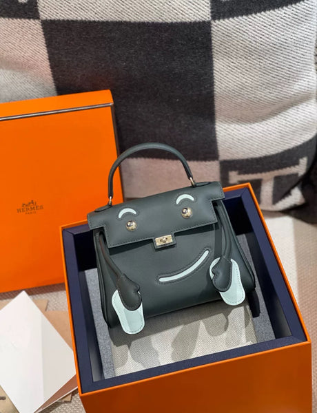 Hermès kelly doll Vert Fonce/Peppermint Swift Leather Palladium