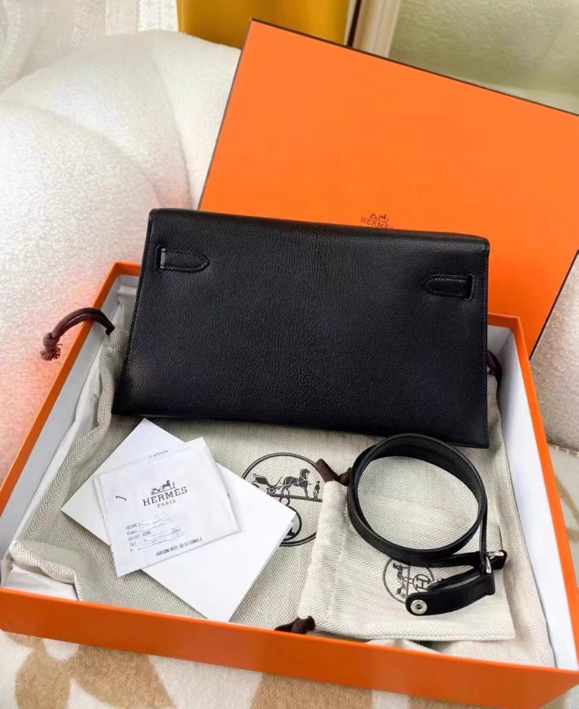Hermès Kelly Elan Black Chèvre Chamkila Palladium Hardwar Hermès Kelly Elan Black Chèvre Chamkila Palladium Hardwar