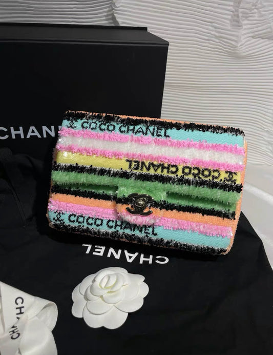 Chanel Rainbow Sequin Mini Rectangular Flap Bag