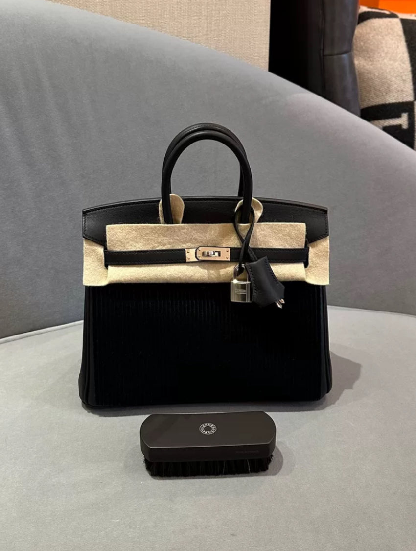 Hermès Limited Edition Tuffetage Birkin 25 Black Swift - Wararni