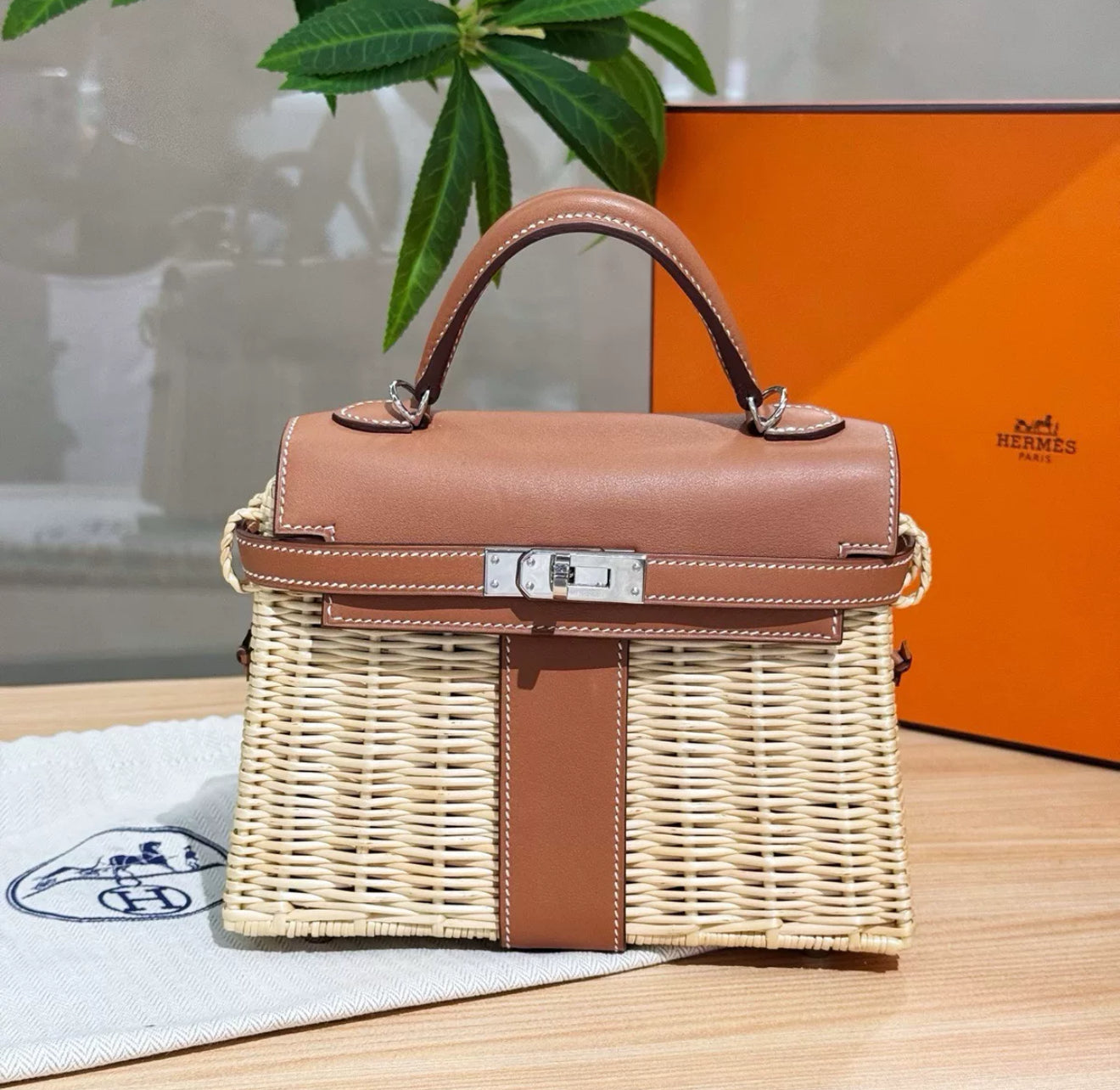 Hermès Kelly 20 Mini Picnic Barenia & Osier Wicker Palladium