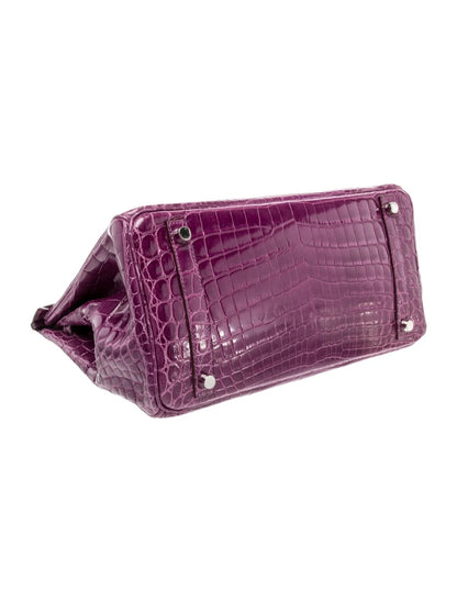 Hermès Birkin 30 Anemone Shiny Niloticus Crocodile Leather Palladium Hardware