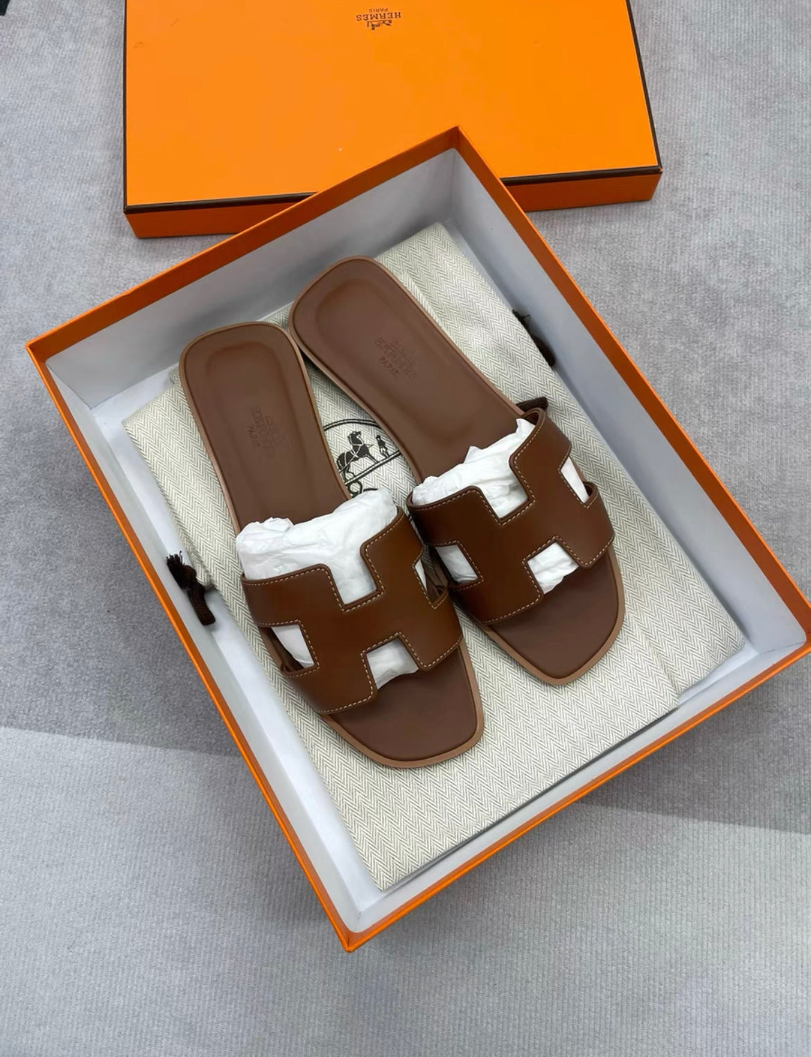 Hermès Oran Sandals Gold Box Calfskin size 36