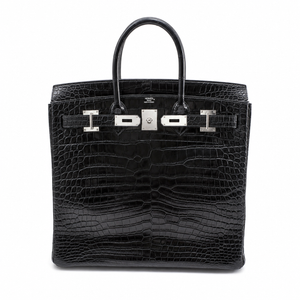 rare* Hermes Birkin HAC 50 Black Matte crocodile leather palladium hardware