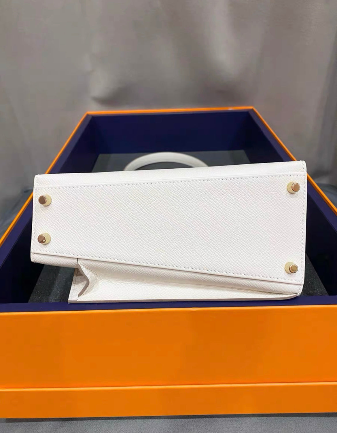 Hermès Kelly en Desordre 20 White Epsom Palladium Hardware Sellier