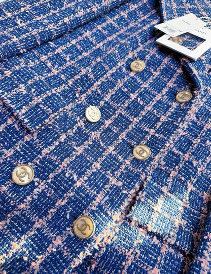 Chanel 24C Blue Tweed Long Coat