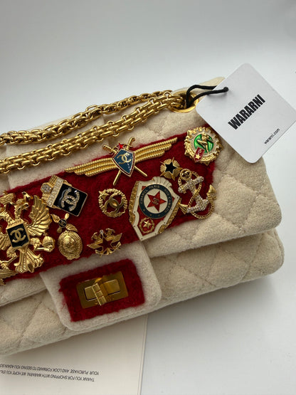 Rare Chanel 2009 Pre-fall Paris Moscow 2.55 badge bag