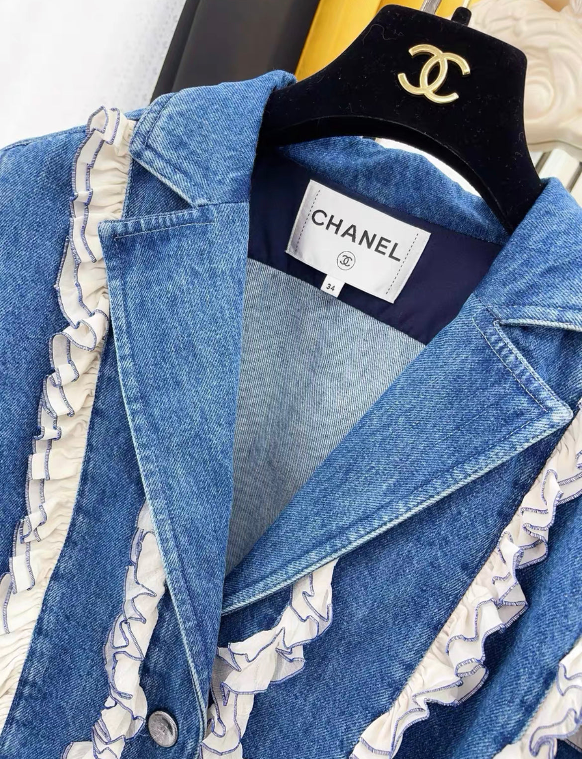 Chanel rooftop series 2020 white lace blue denim jacked