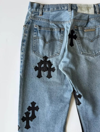 hrome Hearts Gallery Dept Cross Patch Flare Denim Jeans
