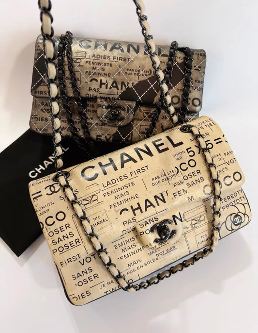 Chanel Classic Flap Graffiti Limited Edition Runway Newspaper Shoulder Bag