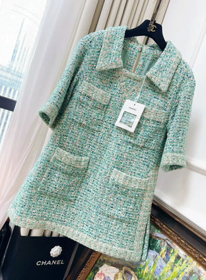 Chanel 19S Green Tweed Dress Wararni.com Chanel 19S Green Tweed Dress Wararni.com