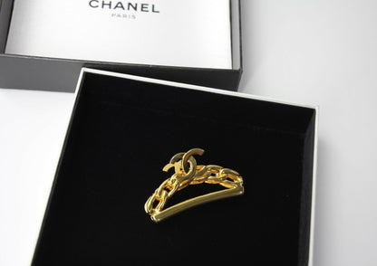 Chanel Vintage 98P Gold-plated Chain CC Logo Hair Clip