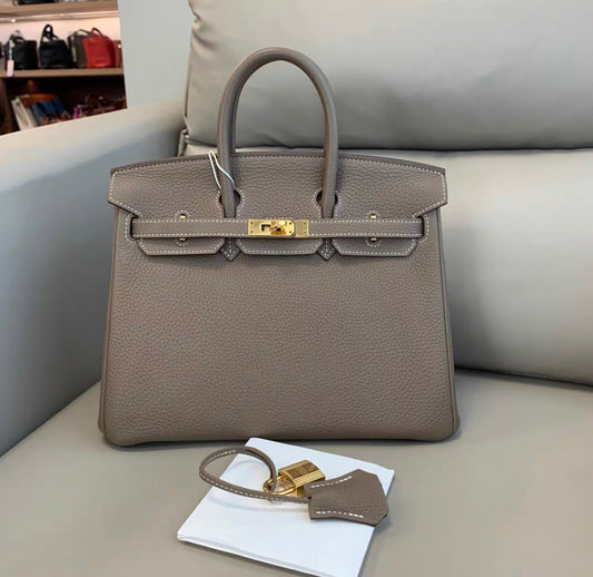 Hermes Birkin 25 Etoupe Togo Leather Gold Hardware