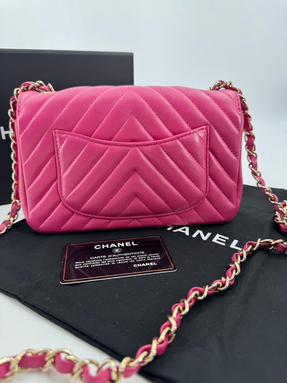 Chanel pink Lambskin Chevron Quilted Medium Double Flap