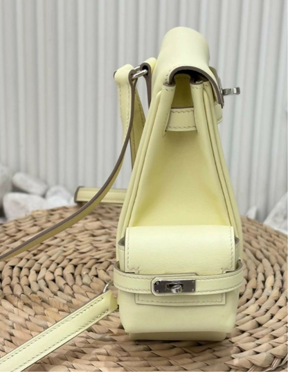 Hermès Mini Kelly Jump Backpack Jaune Milton Swift Palladium Hardware