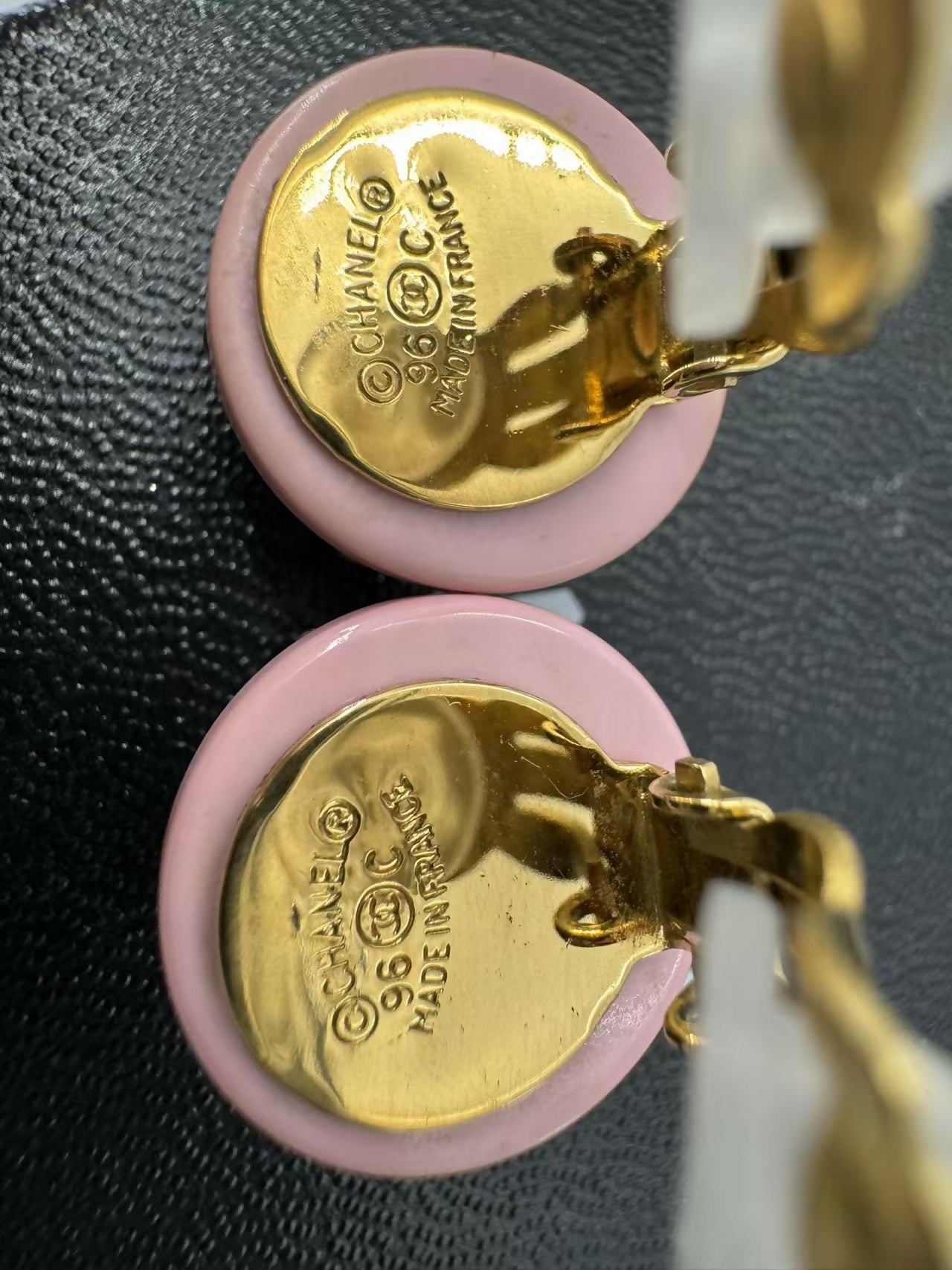 Chanel Vintage 96C Resin Pink Bean Clip-on Earrings