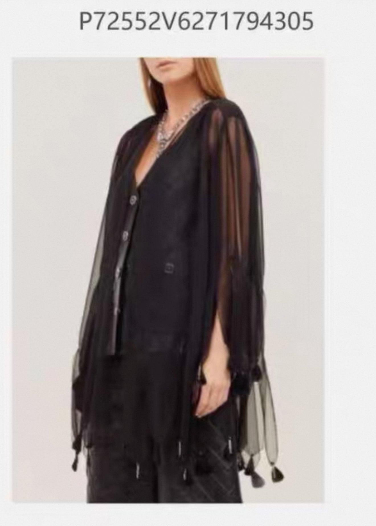 Chanel 22S Black silk Muslin Cape