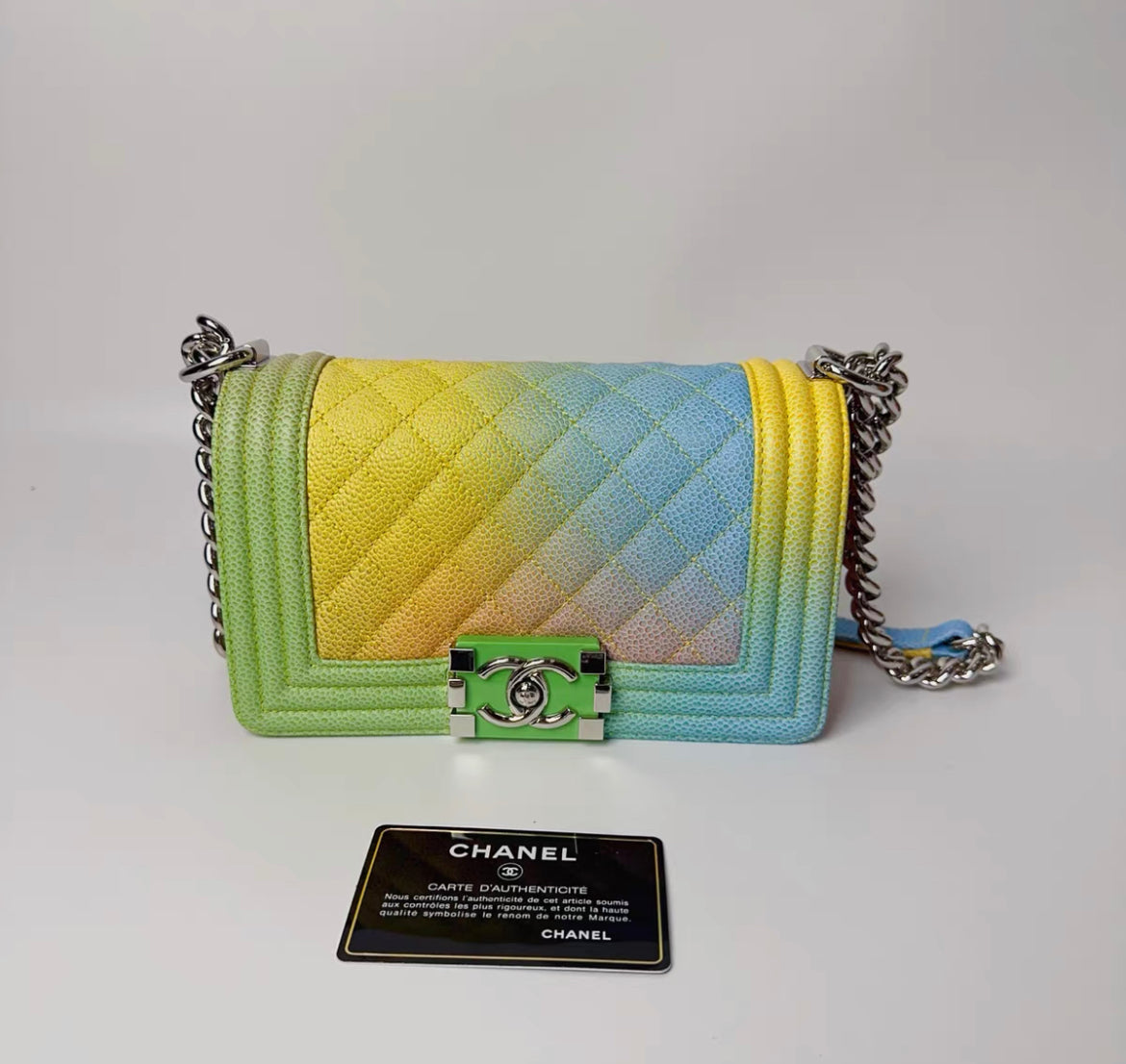 CHANEL RAINBOW CAVIAR COCO CUBA SMALL BOY FLAP BAG 17C