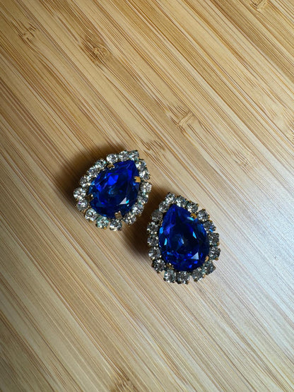 Chanel Vintage 95P Blue Rhinestone Barbie Earrings