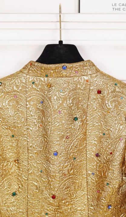 Chanel 1996 Runway gold Jacket with Colorful Gemstone and Glass Buttons