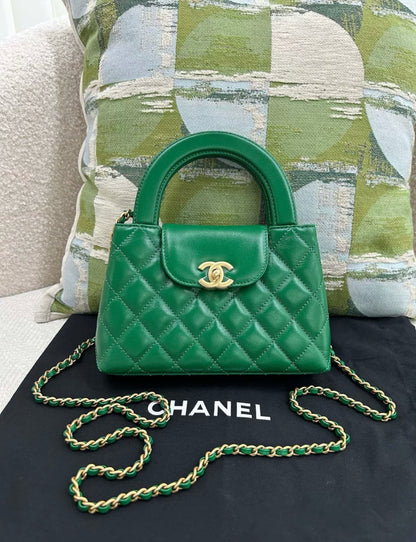 CHANEL 24A Green Kelly Bag Gold hardware