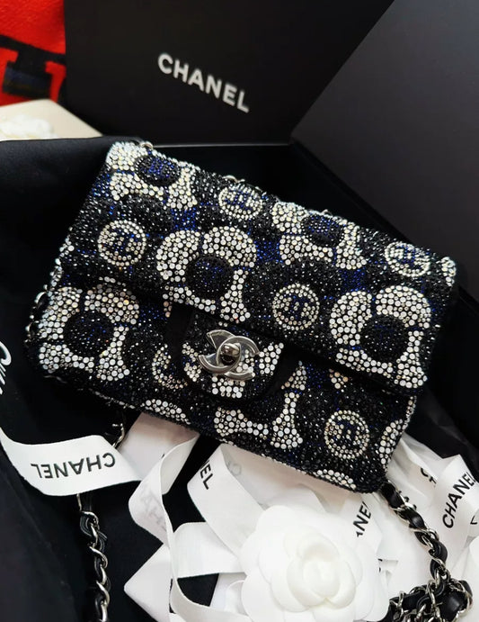 Chanel 23K Bleu/Black Strass Flap Bag