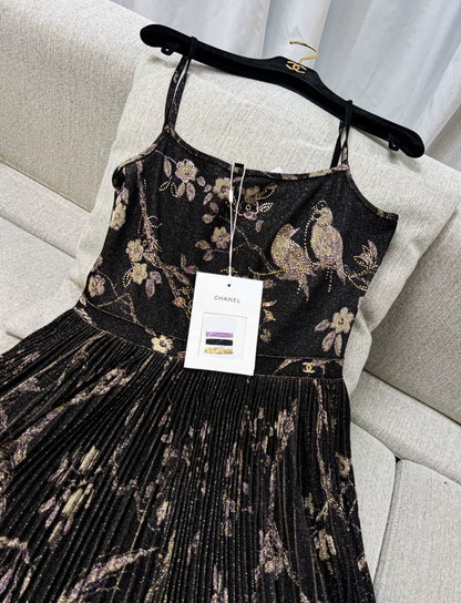 Chanel 25A Black long evening dress