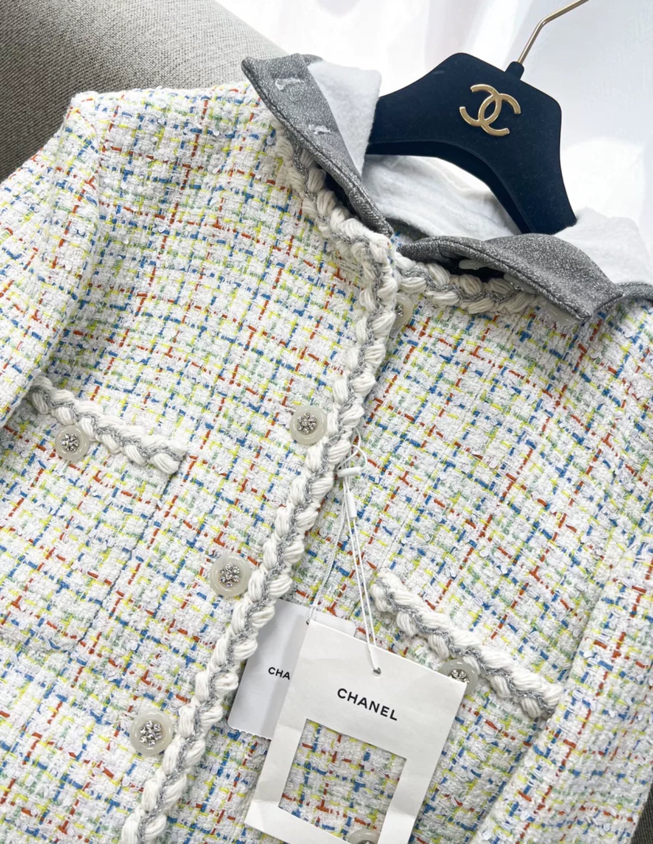 Chanel 25C Multicolor Tweed hooded Jacket