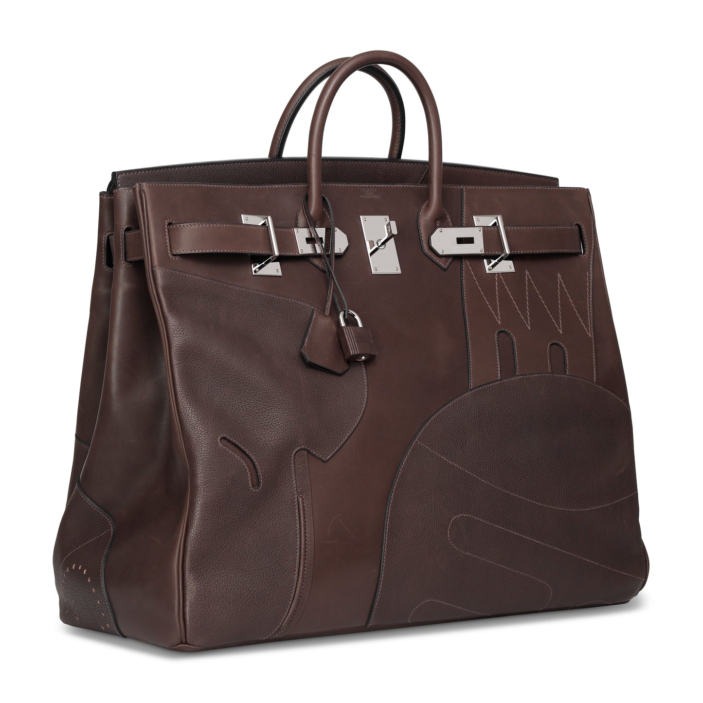Hermes HAC 50 EN SELLE HAUT À COURROIES Ebene Barenia Faubourg Leather Palladium Hardware