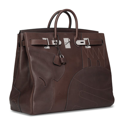 Hermes HAC 50 EN SELLE HAUT À COURROIES Ebene Barenia Faubourg Leather Palladium Hardware