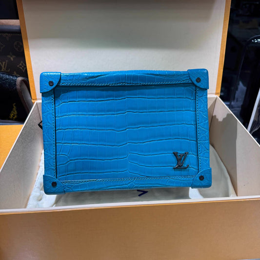 Louis Vuitton Blue Alligator Soft Trunk Mini bag