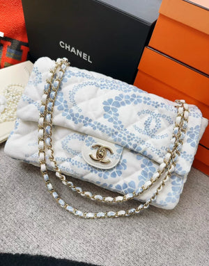 Chanel 25M coco beach series blue printed CF Bag