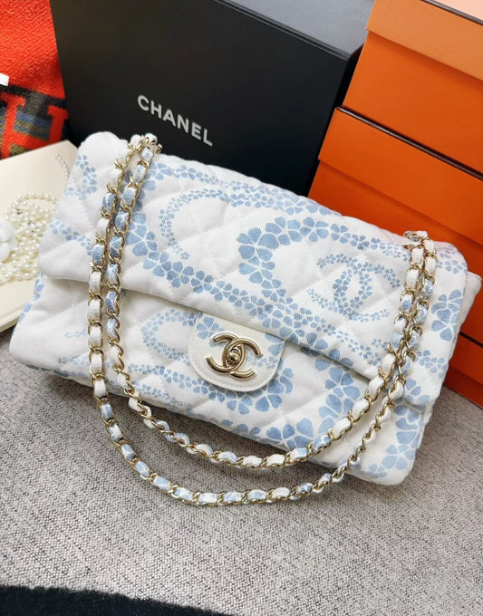 Chanel 25M coco beach series blue printed CF Bag