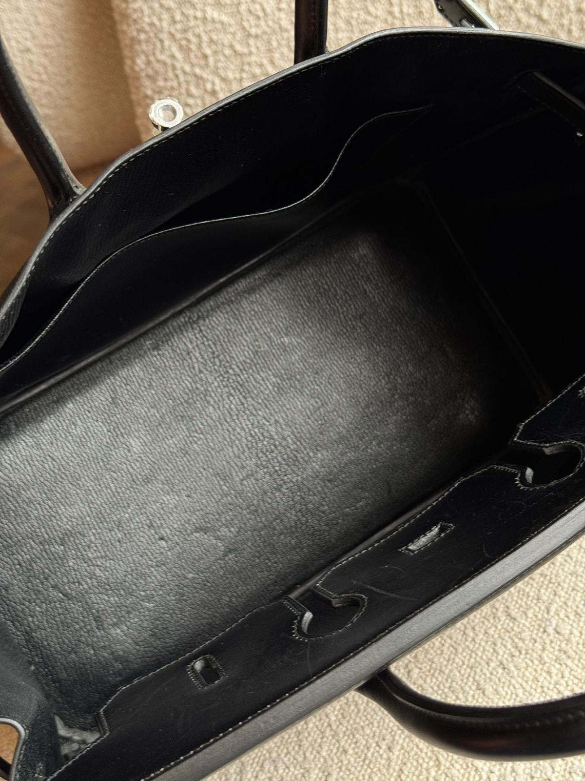 Hermes Birkin 35 Black Box Zebra Print Pony Fur Palladium hardware