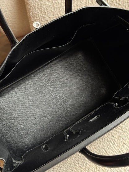 Hermes Birkin 35 Black Box Zebra Print Pony Fur Palladium hardware