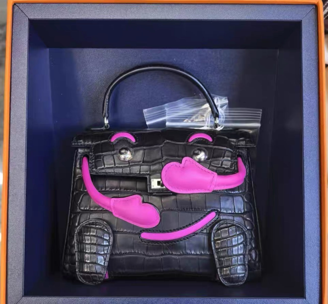 Hermès Kelly Doll Black Matte Alligator with Palladium Hardware