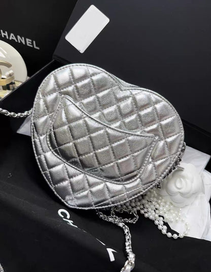 Chanel 25B Large Silver Heart bag