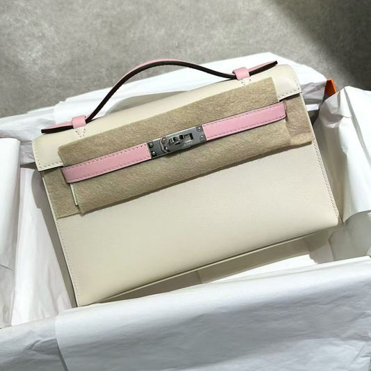 Hermes Kelly pochette HSS nata x rose Sakura palladium hardware