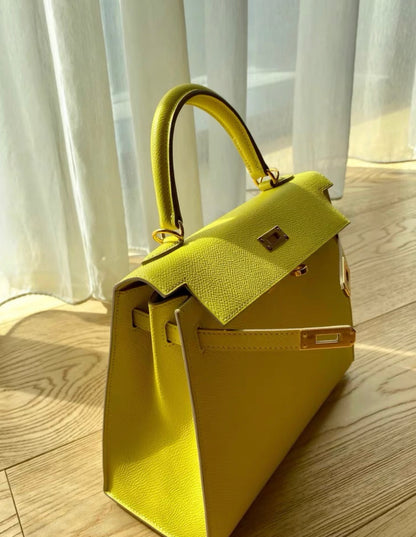 Hermès Kelly 28 Sellier Lime Epsom GHW